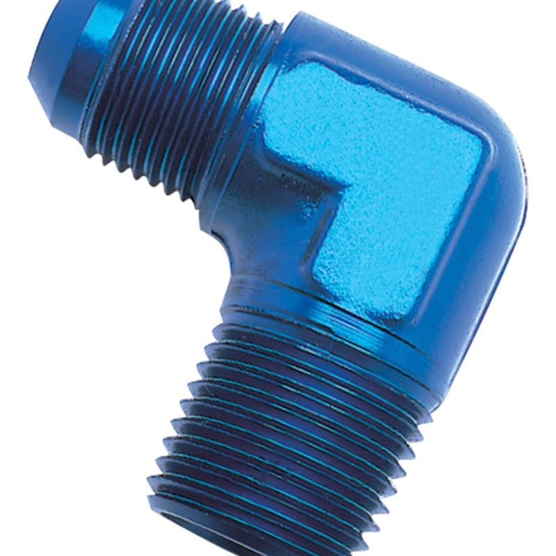 Russell Performance -6 AN to 1/8in NPT 90 Degree Flare to Pipe Adapter (Blue) Russell