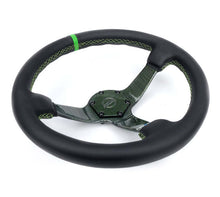 Load image into Gallery viewer, NRG Reinforced Steering Wheel (350mm) Green Carbon Fiber Center - Green Stitching &amp; Center Mark | RST-036CF-GN
