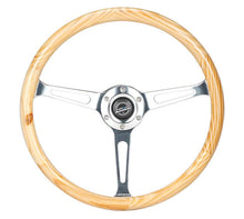 Load image into Gallery viewer, NRG Reinforced Steering Wheel (380mm) Light Wood Grain w/3-Spoke Center Shinny Chrome | RST-380RG

