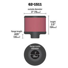 Load image into Gallery viewer, K&amp;N 1in Flange ID x 3in OD x 2.5in Height Clamp On Crankcase Vent Filter
