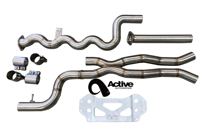 Active Autowerke 11-114 Active Autowerke G80/G82 M3/M4 Signature Equal Length mid-pipe (US Patent 11248511, UK and EU patent 3882441) with G-brace