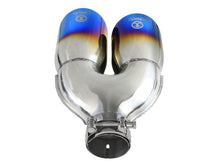Load image into Gallery viewer, aFe AFE49T25484-L122 aFe Takeda 2.5in 304 Stainless Steel Clamp-on Exhaust Tip Driver Side 2.5in Inlet 4inDual-Blue Flame
