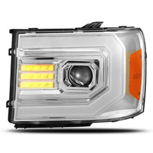 Load image into Gallery viewer, AlphaRex Headlights AlphaRex 07-13 GMC Sierra 1500 (No Clsc) LUXX-Series LED Proj HL Chrome w/Actv Lgt &amp; Seq.Sig / DRL
