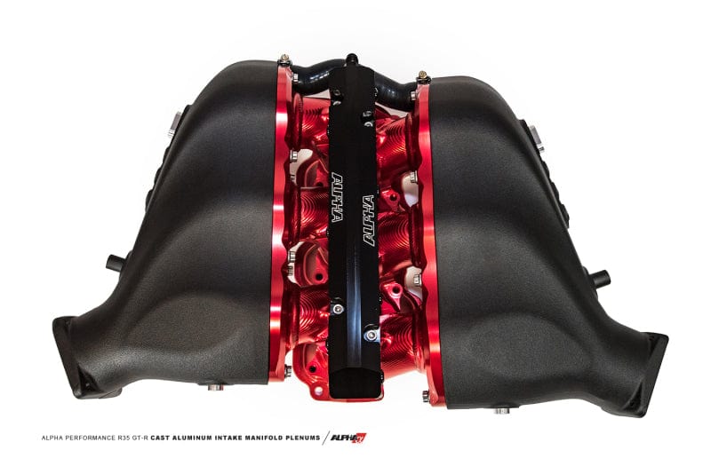 AMS AMSALP.07.08.0101-54 AMS Performance 2009+ Nissan GT-R Alpha Cast Plenum/Billet Intake Manifold w/ Std Fuel Rail - Red