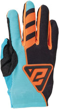 Load image into Gallery viewer, Answer 25 Aerlite Nitro Gloves large in blue black and orange with logo on backhand
