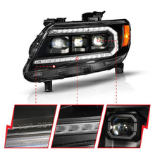 Load image into Gallery viewer, ANZO ANZ111634 ANZO 15-22 Chevy Colorado Blk Housing Full LED DRL Projector Headlight w/ Sequential Light Bar

