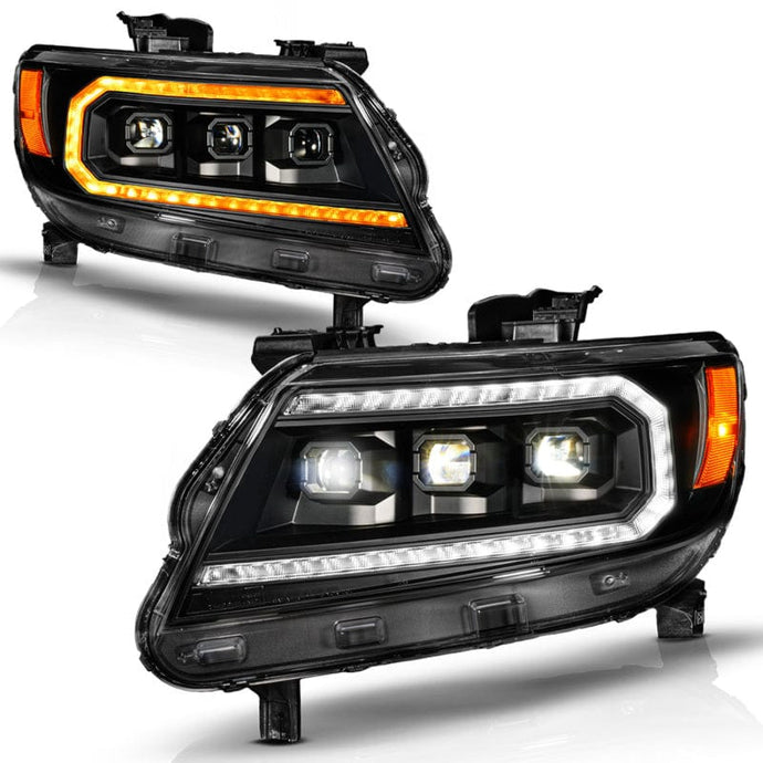 ANZO ANZ111634 ANZO 15-22 Chevy Colorado Blk Housing Full LED DRL Projector Headlight w/ Sequential Light Bar