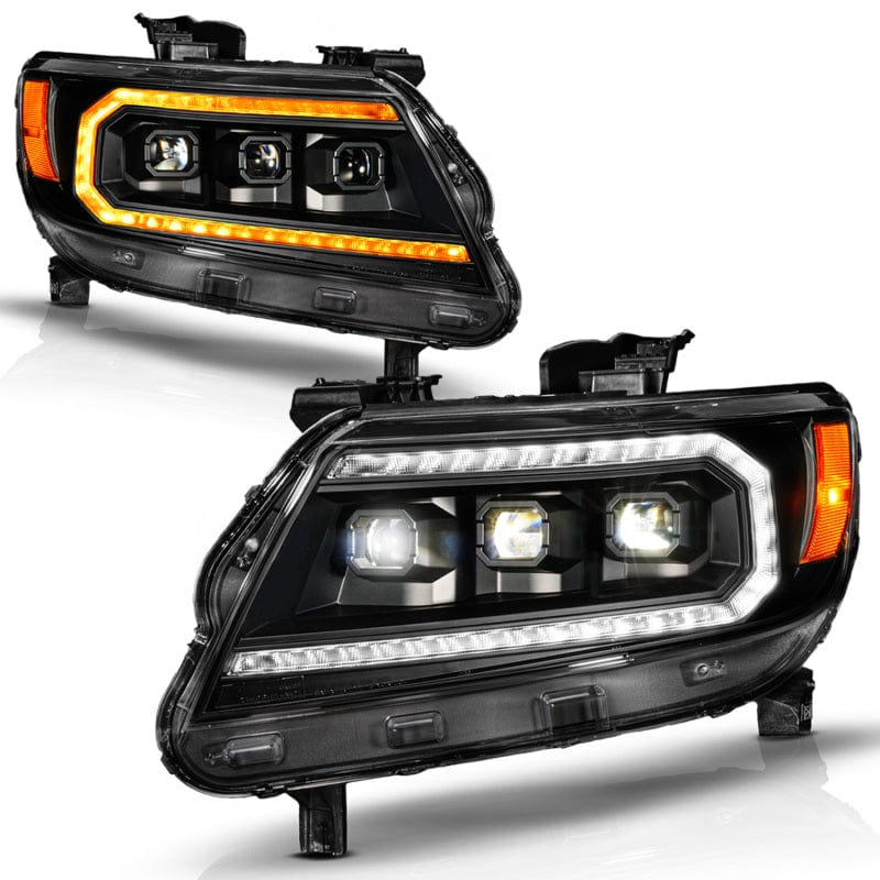 ANZO ANZ111634 ANZO 15-22 Chevy Colorado Blk Housing Full LED DRL Projector Headlight w/ Sequential Light Bar