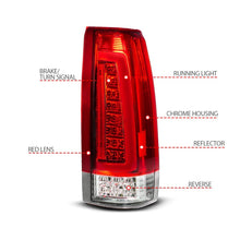 Load image into Gallery viewer, ANZO ANZ311484 ANZO 88-99 Chevy C/K1500/2500/3500 Full LED Light Tube Taillights Chrome Housing Red/Clear Lens
