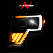 Load image into Gallery viewer, ANZO Headlights ANZO 09-14 Ford F-150 (Factory Halogen Model ONLY) Full LED Proj Headlights Init/SeqSig Black - Pair
