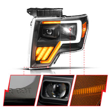 Load image into Gallery viewer, ANZO Headlights ANZO 09-14 Ford F-150 (Factory Halogen Model ONLY) Full LED Proj Headlights Init/SeqSig Black - Pair
