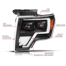 Load image into Gallery viewer, ANZO Headlights ANZO 09-14 Ford F-150 (Factory Halogen Model ONLY) Full LED Proj Headlights Init/SeqSig Black - Pair
