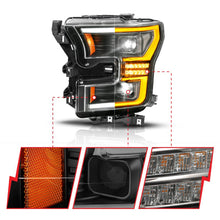 Load image into Gallery viewer, ANZO Headlights ANZO 15-17 Ford F-150 (Factory Halogen Model ONLY) Full LED Proj Headlights  Init/SeqSig Black- Pair
