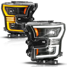 Load image into Gallery viewer, ANZO Headlights ANZO 15-17 Ford F-150 (Factory Halogen Model ONLY) Full LED Proj Headlights  Init/SeqSig Black- Pair
