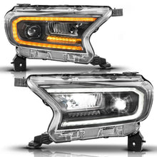 Load image into Gallery viewer, ANZO Headlights ANZO 19-23 Ford Ranger (Factory Halogen Model) Full LED Proj Headlights Init/DRL/SeqSig Black - Pair
