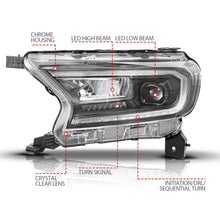 Load image into Gallery viewer, ANZO Headlights ANZO 19-23 Ford Ranger (Factory Halogen Model) Full LED Proj Headlights Init/DRL/SeqSig Black - Pair

