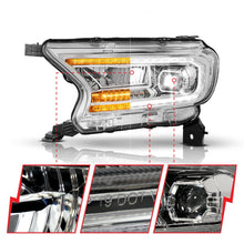 Load image into Gallery viewer, ANZO Headlights ANZO 19-23 Ford Ranger (Factory Halogen Models) Full LED Proj Headlights DRL/SeqSig Chrome - Pair
