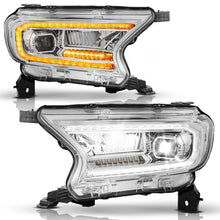 Load image into Gallery viewer, ANZO Headlights ANZO 19-23 Ford Ranger (Factory Halogen Models) Full LED Proj Headlights DRL/SeqSig Chrome - Pair
