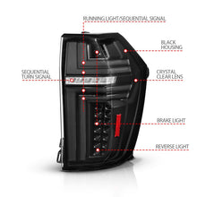 Load image into Gallery viewer, ANZO Tail Lights ANZO 21-24 Chevy Suburban/Tahoe Full LED Tail Lights SeqSig Black - Pair
