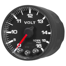 Load image into Gallery viewer, AutoMeter Gauges AutoMeter Gauge Voltmeter 2-1/16in. 16V Stepper Motor W/Peak &amp; Warn Blk/Blk Spek-Pro
