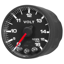 Load image into Gallery viewer, AutoMeter Gauges AutoMeter Gauge Voltmeter 2-1/16in. 16V Stepper Motor W/Peak &amp; Warn Blk/Blk Spek-Pro
