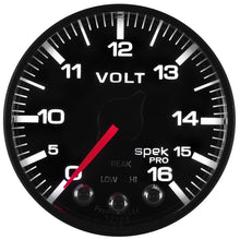 Load image into Gallery viewer, AutoMeter Gauges AutoMeter Gauge Voltmeter 2-1/16in. 16V Stepper Motor W/Peak &amp; Warn Blk/Blk Spek-Pro
