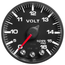 Load image into Gallery viewer, AutoMeter Gauges AutoMeter Gauge Voltmeter 2-1/16in. 16V Stepper Motor W/Peak &amp; Warn Blk/Blk Spek-Pro
