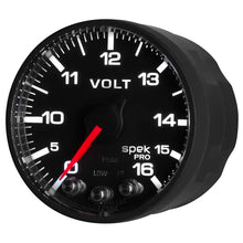 Load image into Gallery viewer, AutoMeter Gauges AutoMeter Gauge Voltmeter 2-1/16in. 16V Stepper Motor W/Peak &amp; Warn Blk/Blk Spek-Pro
