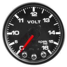 Load image into Gallery viewer, AutoMeter Gauges Autometer Spek-Pro Gauge Voltmeter 2 1/16in 16V Stepper Motor W/Peak &amp; Warn Blk/Blk
