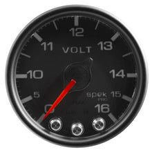Load image into Gallery viewer, AutoMeter Gauges Autometer Spek-Pro Gauge Voltmeter 2 1/16in 16V Stepper Motor W/Peak &amp; Warn Blk/Blk
