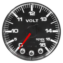 Load image into Gallery viewer, AutoMeter Gauges Autometer Spek-Pro Gauge Voltmeter 2 1/16in 16V Stepper Motor W/Peak &amp; Warn Blk/Chrm

