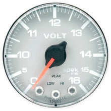 Load image into Gallery viewer, AutoMeter Gauges Autometer Spek-Pro Gauge Voltmeter 2 1/16in 16V Stepper Motor W/Peak &amp; Warn Slvr/Chrm
