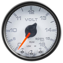 Load image into Gallery viewer, AutoMeter Gauges Autometer Spek-Pro Gauge Voltmeter 2 1/16in 16V Stepper Motor W/Peak &amp; Warn Wht/Blk
