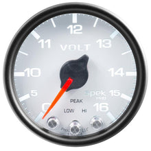 Load image into Gallery viewer, AutoMeter Gauges Autometer Spek-Pro Gauge Voltmeter 2 1/16in 16V Stepper Motor W/Peak &amp; Warn Wht/Blk
