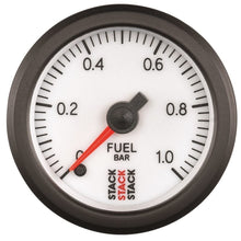 Load image into Gallery viewer, AutoMeter Gauges Autometer Stack 52mm 0-1 Bar M10 Male Pro Stepper Motor Fuel Pressure Gauge - White

