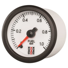 Load image into Gallery viewer, AutoMeter Gauges Autometer Stack 52mm 0-1 Bar M10 Male Pro Stepper Motor Fuel Pressure Gauge - White
