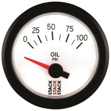 Load image into Gallery viewer, AutoMeter Gauges Autometer Stack 52mm 0-100 PSI 1/8in NPTF Electric Oil Pressure Gauge - White
