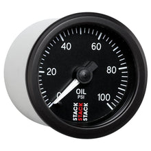 Load image into Gallery viewer, AutoMeter Gauges Autometer Stack 52mm 0-100 PSI 1/8in NPTF (M) Mechanical Oil Pressure Gauge - Black
