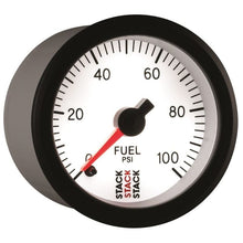 Load image into Gallery viewer, AutoMeter Gauges Autometer Stack 52mm 0-100 PSI 1/8in NPTF Male Pro Stepper Motor Fuel Pressure Gauge - White
