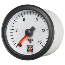 Load image into Gallery viewer, AutoMeter Gauges Autometer Stack 52mm 0-15 PSI 1/8in NPTF Male Pro Stepper Motor Fuel Pressure Gauge - White
