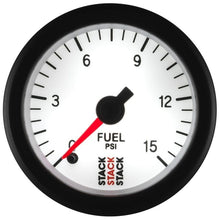 Load image into Gallery viewer, AutoMeter Gauges Autometer Stack 52mm 0-15 PSI 1/8in NPTF Male Pro Stepper Motor Fuel Pressure Gauge - White
