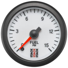 Load image into Gallery viewer, AutoMeter Gauges Autometer Stack 52mm 0-15 PSI 1/8in NPTF Male Pro Stepper Motor Fuel Pressure Gauge - White
