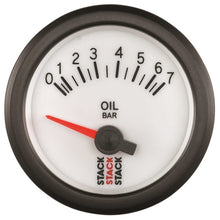 Load image into Gallery viewer, AutoMeter Gauges Autometer Stack 52mm 0-7 Bar M10 Male Electric Oil Pressure Gauge - White
