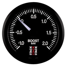 Load image into Gallery viewer, AutoMeter Gauges Autometer Stack 52mm -1 to +2 Bar (Incl T-Fitting) Pro Stepper Motor Boost Pressure Gauge - Black
