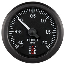 Load image into Gallery viewer, AutoMeter Gauges Autometer Stack 52mm -1 to +2 Bar (Incl T-Fitting) Pro Stepper Motor Boost Pressure Gauge - Black
