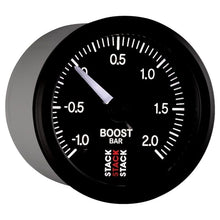 Load image into Gallery viewer, AutoMeter Gauges Autometer Stack 52mm -1 to +2 Bar (Incl T-Fitting) Pro Stepper Motor Boost Pressure Gauge - Black
