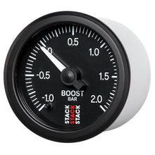 Load image into Gallery viewer, AutoMeter Gauges Autometer Stack 52mm -1 to +2 Bar (Incl T-Fitting) Pro Stepper Motor Boost Pressure Gauge - Black
