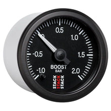Load image into Gallery viewer, AutoMeter Gauges Autometer Stack 52mm -1 to +2 Bar (Incl T-Fitting) Pro Stepper Motor Boost Pressure Gauge - Black
