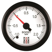 Load image into Gallery viewer, AutoMeter Gauges Autometer Stack 52mm -1 to +2 Bar (Incl T-Fitting) Pro Stepper Motor Boost Pressure Gauge - White
