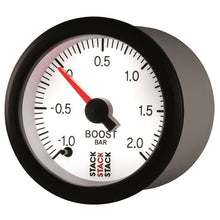 Load image into Gallery viewer, AutoMeter Gauges Autometer Stack 52mm -1 to +2 Bar (Incl T-Fitting) Pro Stepper Motor Boost Pressure Gauge - White
